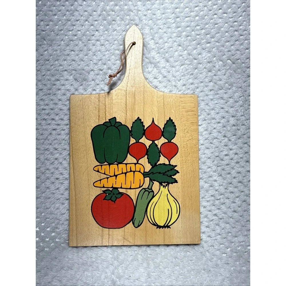 Nevco Hand Painted Wood Cutting Board Grandma 16x9 Vtg Decor Vegetables